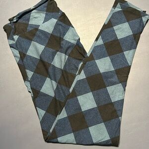 Blue and Brown Checkered Women's Pants